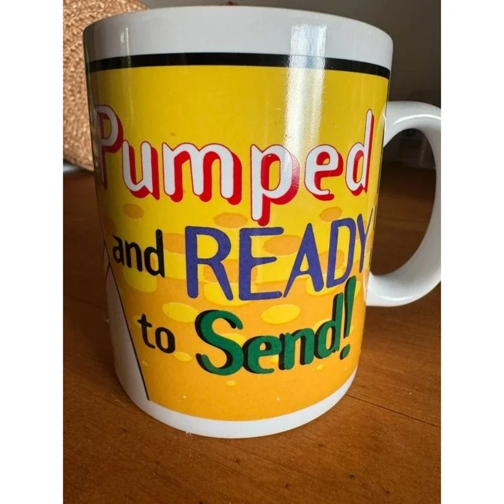 Vintage Dilbert Scott Adam’s Comics Mug “e-male Pumped and Ready to Send”